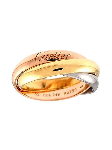 Cartier Cartier Trinity MM #55 Ring, 18K Yellow Gold, White Pink Triple Band, Three Colors, 750 Gold. (view 2)