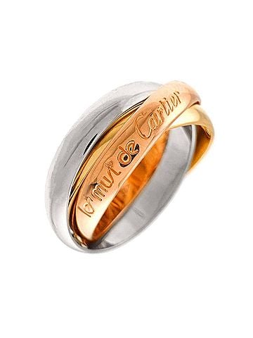 Cartier Cartier Trinity MM #49 Ring, 18K Yellow Gold, White Pink Triple Band, Three Colors, 750 Gold. (view 1)