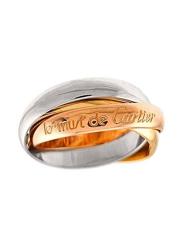 Cartier Cartier Trinity MM #49 Ring, 18K Yellow Gold, White Pink Triple Band, Three Colors, 750 Gold. (view 2)