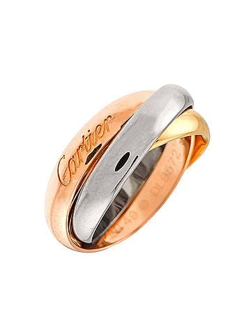 Cartier Cartier Trinity MM #49 Ring, 18K Yellow Gold, White Pink Triple Band, Three Colors, 750 Gold. (view 1)