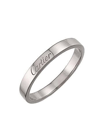 Cartier Cartier C de Ring #60, 3mm wide, Platinum, Engraved. (view 1)