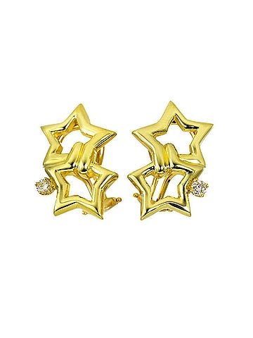 Tiffany & Co. Tiffany &amp; Co. Double Star Diamond Earrings, 18K Yellow Gold (750), Clip-on Earrings (view 2)