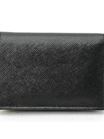 Prada Prada PRADA Saffiano Triangle Bi-fold Compact Wallet 1MV021 Leather Black (view 2)