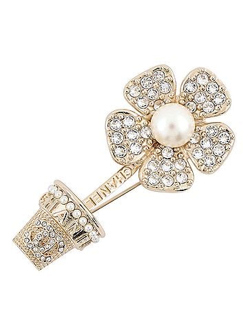 Chanel Chanel Brooch Flower Coco Mark Rhinestone Faux Pearl B23S CHANEL BROACH (view 1)