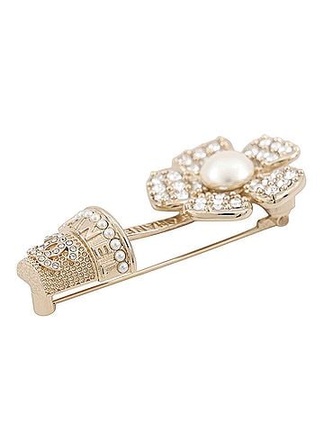 Chanel Chanel Brooch Flower Coco Mark Rhinestone Faux Pearl B23S CHANEL BROACH (view 2)