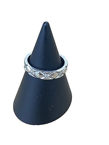 Chanel CHANEL Matelassé Ring with 9 Diamonds, Pt950 Platinum, Size #46 (approx. US), 4.48g (view 2)