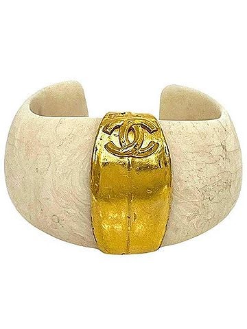 Chanel Chanel Bangle Bracelet, Coco Mark, 98 P, CHANEL, Resin, Metal, Ivory, Women's (view 1)