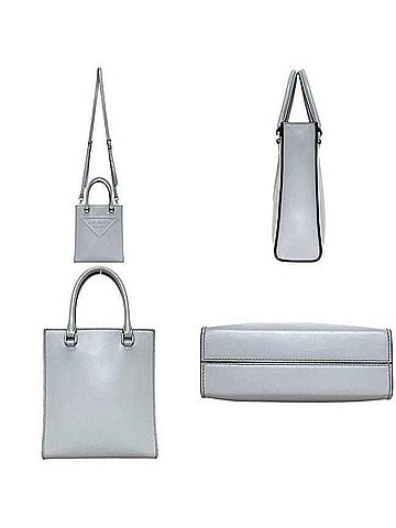 Prada Prada 2-way shoulder bag, embossed triangle design, 1BA333 272 3, IC-compatible, PRADA leather, gray, women's crossbody bag. (view 2)