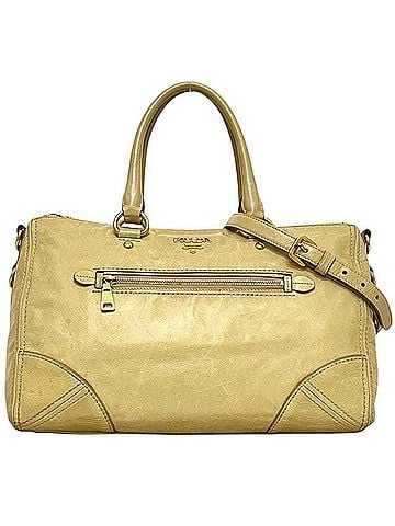 Prada Prada 2-way bag, tote 173 PRADA leather, Vitello Shine, yellow beige, women's. (view 1)