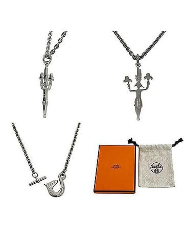 Hermès Hermes Necklace, Fireworks Master, Casaque Nuit, H100033FPAI GD 12 23, HERMES Metal Palladium Silver, Women's. (view 2)