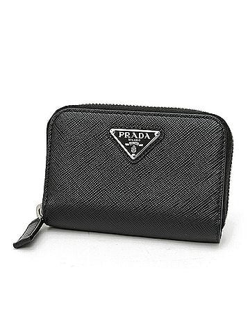 Prada Prada Saffiano Triangle Coin Case 2MM003, Leather, Black (Nero) (view 1)