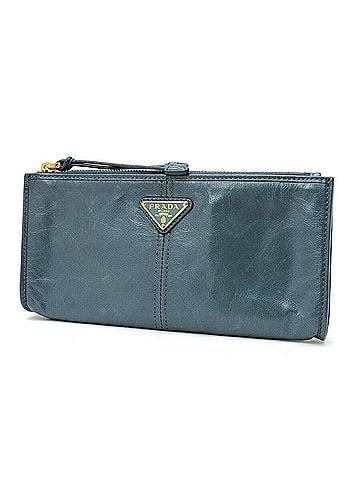 Prada Prada leather pouch, 1MB051, Nappa leather, blue-gray. (view 1)