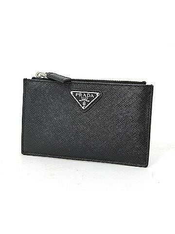 Prada Prada Saffiano Triangle Card Case Coin Holder 2MC086 Leather Black (view 1)