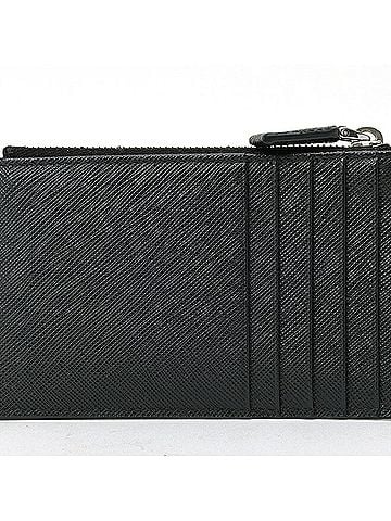 Prada Prada Saffiano Triangle Card Case Coin Holder 2MC086 Leather Black (view 2)