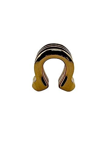 Hermès HERMES Jocchetto Earrings/Ear Cuffs, Gold and Black, GP x Leather, FI0245, Women's (view 2)