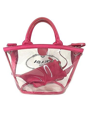 Prada PRADA Canapaplex Logo Tote Bag with Pouch, 2-Way Bag, Shoulder Crossbody Handbag, Vinyl Leather, Pink (view 2)