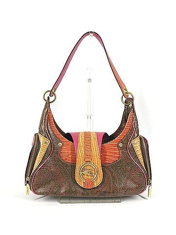 ETRO ETRO Vintage Paisley Pattern Logo Shoulder Bag, Leather, Women's, Brown (view 1)