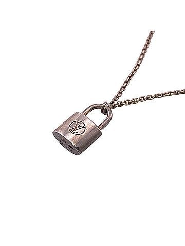Louis Vuitton LOUIS VUITTON 428600 Silver Lockit Learn Pendant Necklace, Sterling 925, Padlock, Unisex (view 1)