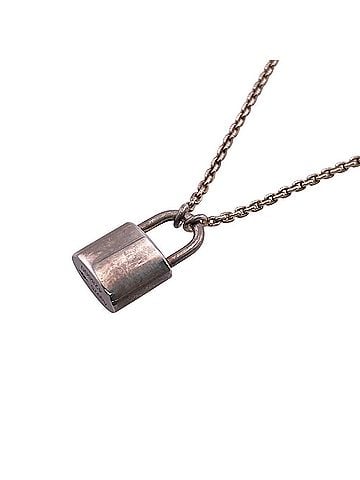 Louis Vuitton LOUIS VUITTON 428600 Silver Lockit Learn Pendant Necklace, Sterling 925, Padlock, Unisex (view 2)
