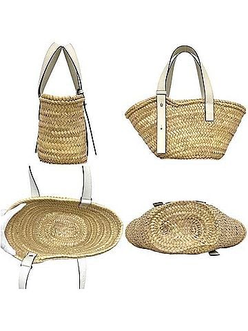 Loewe Loewe Basket Bag Small Anagram A223S93X04 2163 412112 LOEWE Raffia Palm Leaf Calfskin Natural White Women's Handbag (view 2)