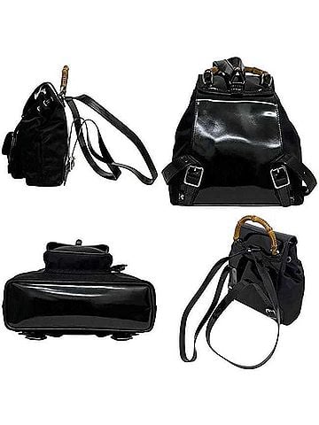 Gucci Gucci Mini Backpack Bamboo 003 2058 0030 5 GUCCI Nylon Enamel Black Women's (view 2)