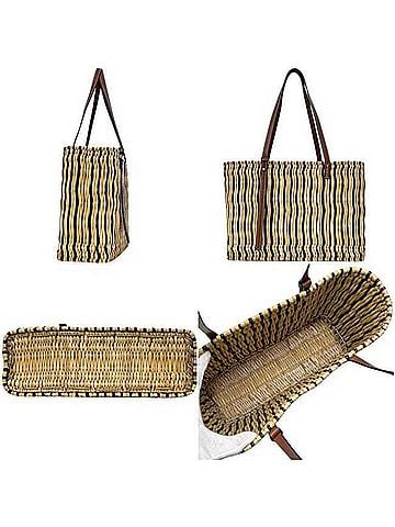 Loewe Loewe Square Basket Anagram Tote Bag A223099X01 652017 LOEWE Raffia Leather Beige Women's (view 2)