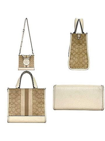 Coach Coach Dempsey Tote 22 Shoulder Bag, Handbag, 2-way, CQ878, COACH, Canvas, Leather, Beige, White, Women's (view 2)