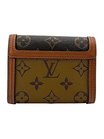 Louis Vuitton Louis Vuitton Portefeuille Dauphine Compact M68725 Monogram Reverse Bi-fold Wallet, Brown Leather, Women's, RFID detected, 1 pin missing. (view 2)