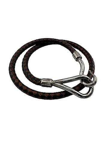 Hermès HERMES Jumbo Bracelet, Leather, Metal, Brown, Black, Unisex (view 2)