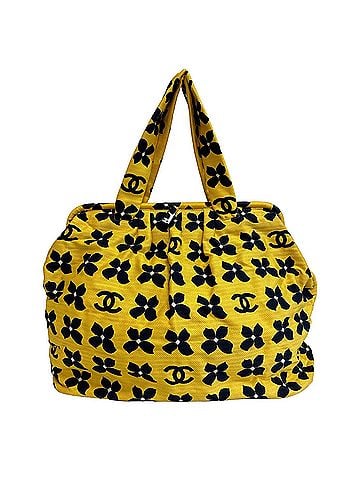 Chanel Chanel Coco Mark Flower Canvas Handbag, Yellow/Navy, Women's Bag (view 1)