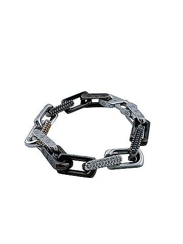 Louis Vuitton Louis Vuitton Chain Bracelet Monogram M1205M #M Stainless Steel Silver Black Zircon Unisex (view 1)