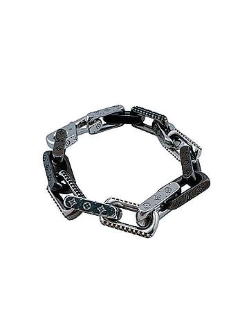 Louis Vuitton Louis Vuitton Chain Bracelet Monogram M1205M #M Stainless Steel Silver Black Zircon Unisex (view 2)