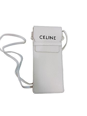 Céline CELINE Leather Mobile Phone Pouch, White, for Smartphone Storage, Shoulder Unisex (view 1)