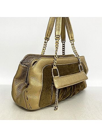 Cartier Cartier Ladona Shoulder Bag, Suede Leather, Brown Metallic Gold, Women's, P3595277 (view 2)