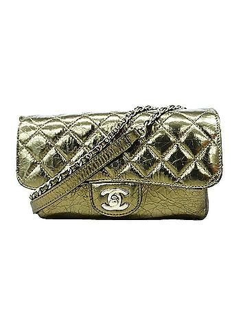 Chanel Chanel Matelassé Shoulder Bag, Double Chain, Leather, Champagne Gold, Women's, P3588234 (view 1)