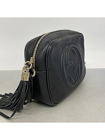 Gucci Gucci Soho Shoulder Bag 308364 Leather Black Champagne Women's OP024346 (view 2)