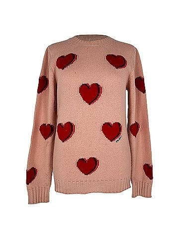 Prada Prada Heart Knitted Sweater in Pink Wool (view 1)