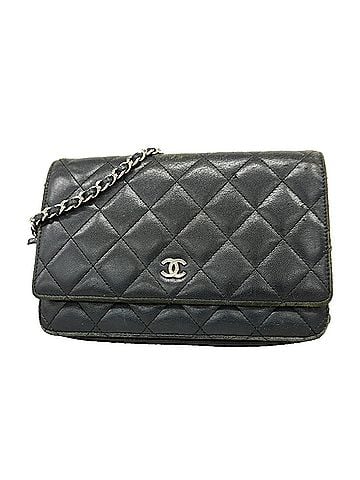 Chanel Chanel Matelassé Chain Shoulder Wallet, Lambskin, Black, Women's (view 1)
