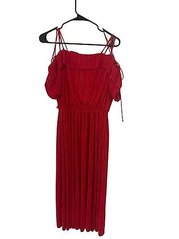 Express Pleated Cold Shoulder Midi Dress Cocktail Dress (view 2)