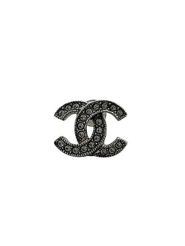 Chanel Chanel Coco Mark Rhinestone Earring (Single Only), GP Silver, I26V, Women's (view 2)