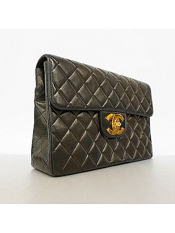 Chanel Chanel Shoulder Bag, Large Matelassé, Double Chain, Lambskin, Black, Women's, P3641744 (view 2)