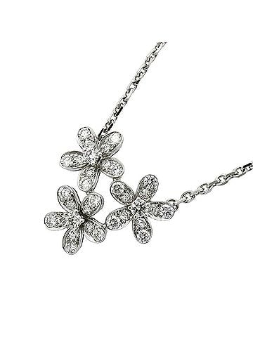 Van Cleef & Arpels Van Cleef &amp; Arpels Socrates 3-Flower Necklace, 18K White Gold, Diamond, Ladies' P3641649 (view 1)