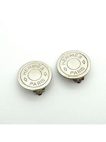 Hermès Hermes Earrings, Sellier, Metal, Silver, Women's, P3627817 (view 2)