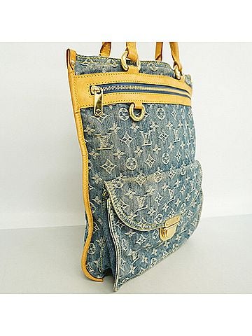 Louis Vuitton Louis Vuitton Monogram Denim Flat Shopper Handbag M95018 Blue Women's P3655355 (view 2)
