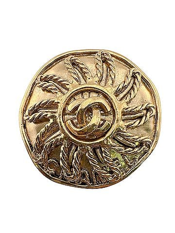 Chanel CHANEL Coco Mark Sun Brooch, Metal Brooch with Motif, Gold, Classic, Women's (view 1)