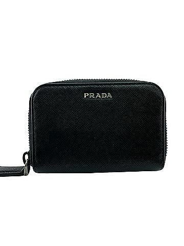 Prada PRADA Saffiano Leather Coin Case, Black, Men's, Purse, Card Interior Tear (view 1)