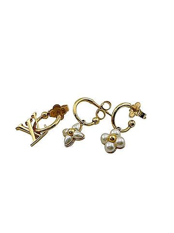 Louis Vuitton Louis Vuitton M01025 Floragram Earrings Set of 3 GP Gold Women's (view 1)