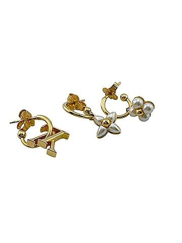 Louis Vuitton Louis Vuitton M01025 Floragram Earrings Set of 3 GP Gold Women's (view 2)