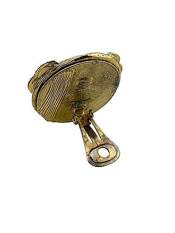 Chanel CHANEL Coco Mark Gripoix Earring, GP Gold, Red, Single Size 25, Women's (view 2)