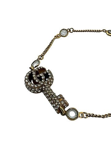 Gucci GUCCI Double G Key Motif Interlocking Rhinestone Gold Finish Brass Bracelet for Women (Gold) (view 1)